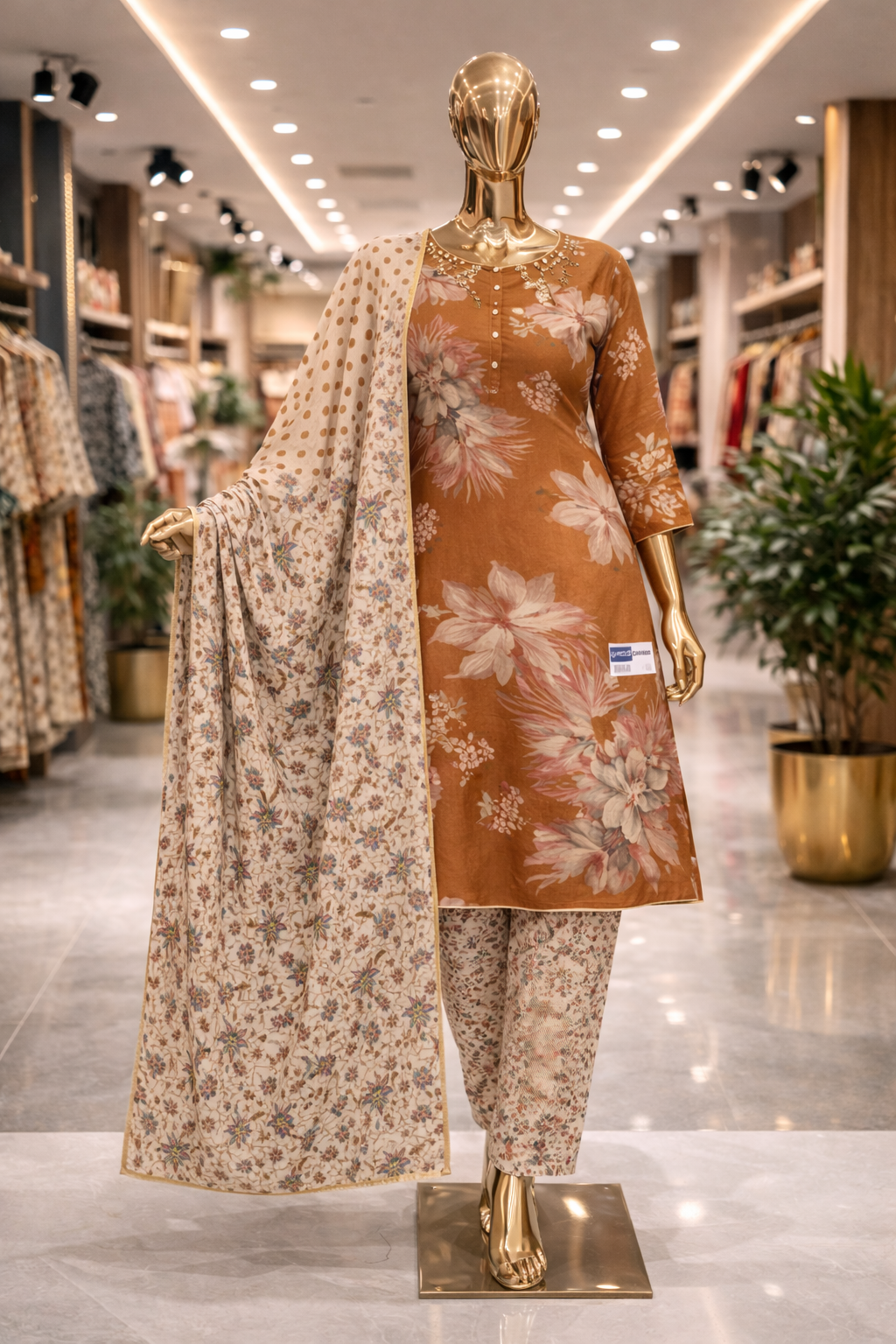 Gulzaar Brown Cotton Kurta Set