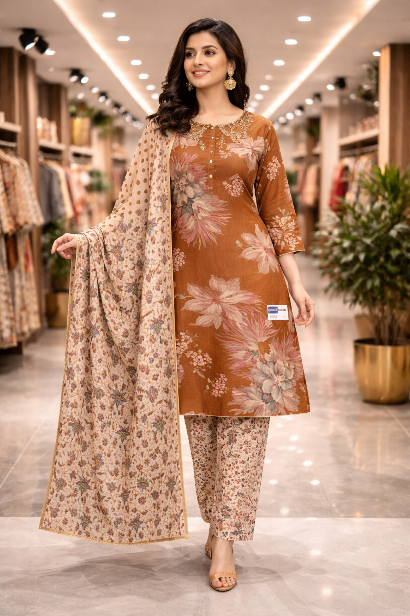 Gulzaar Brown Cotton Kurta Set