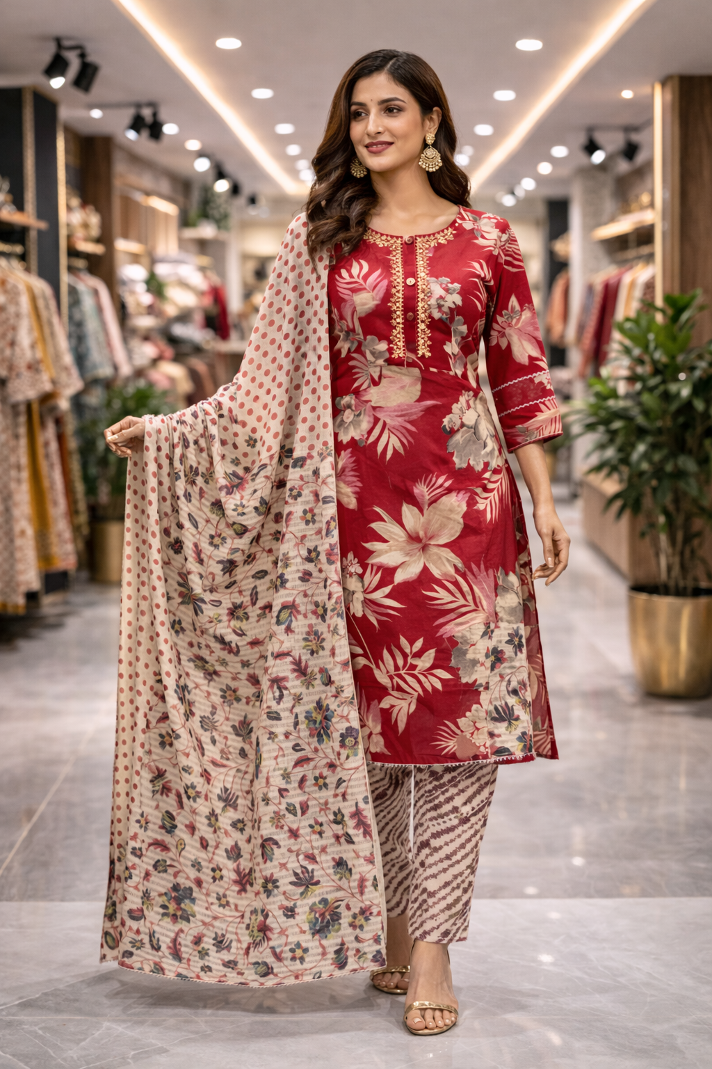 Rangrez Floral Cotton Kurta Set