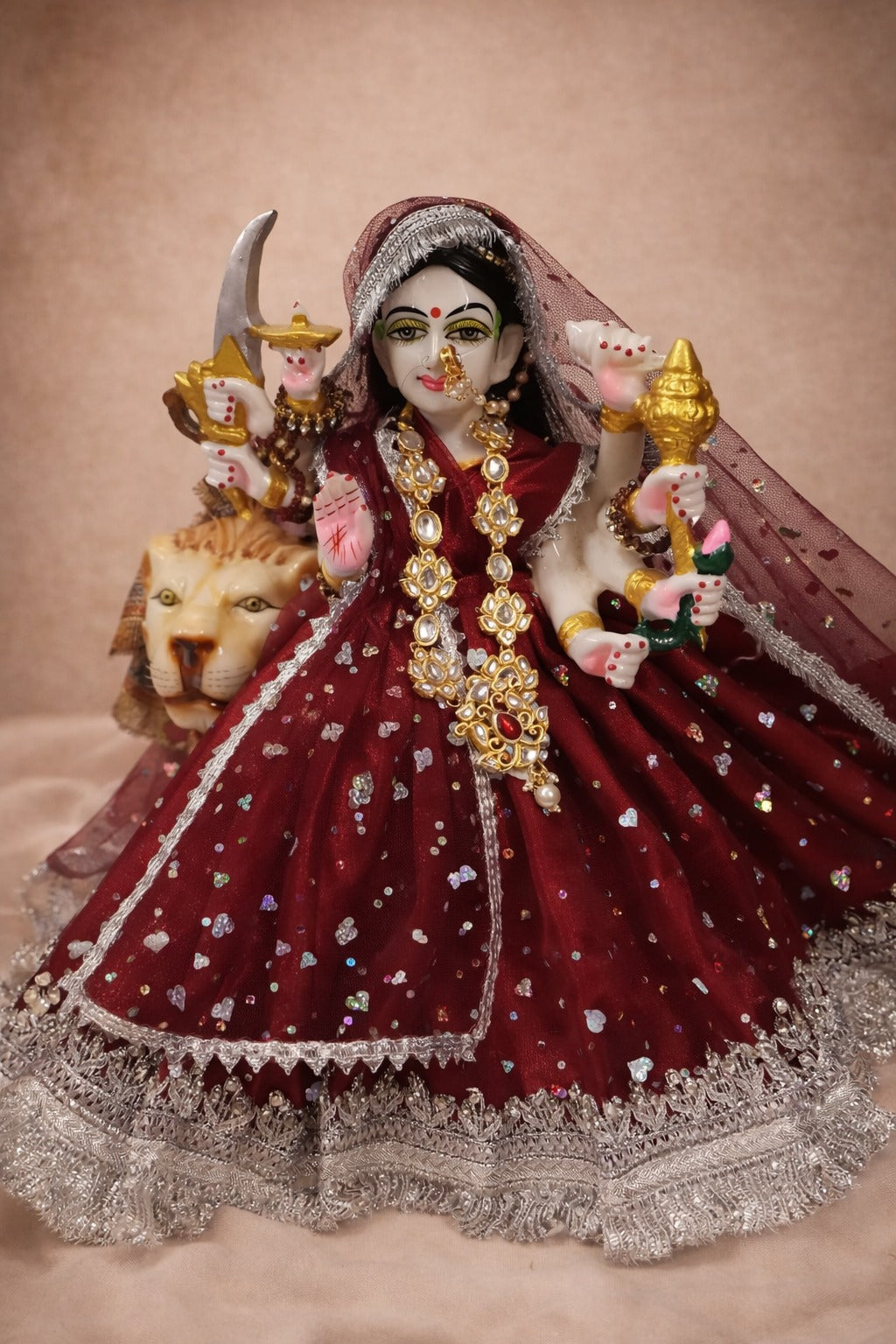 Maroon Silver Sequin Lehenga