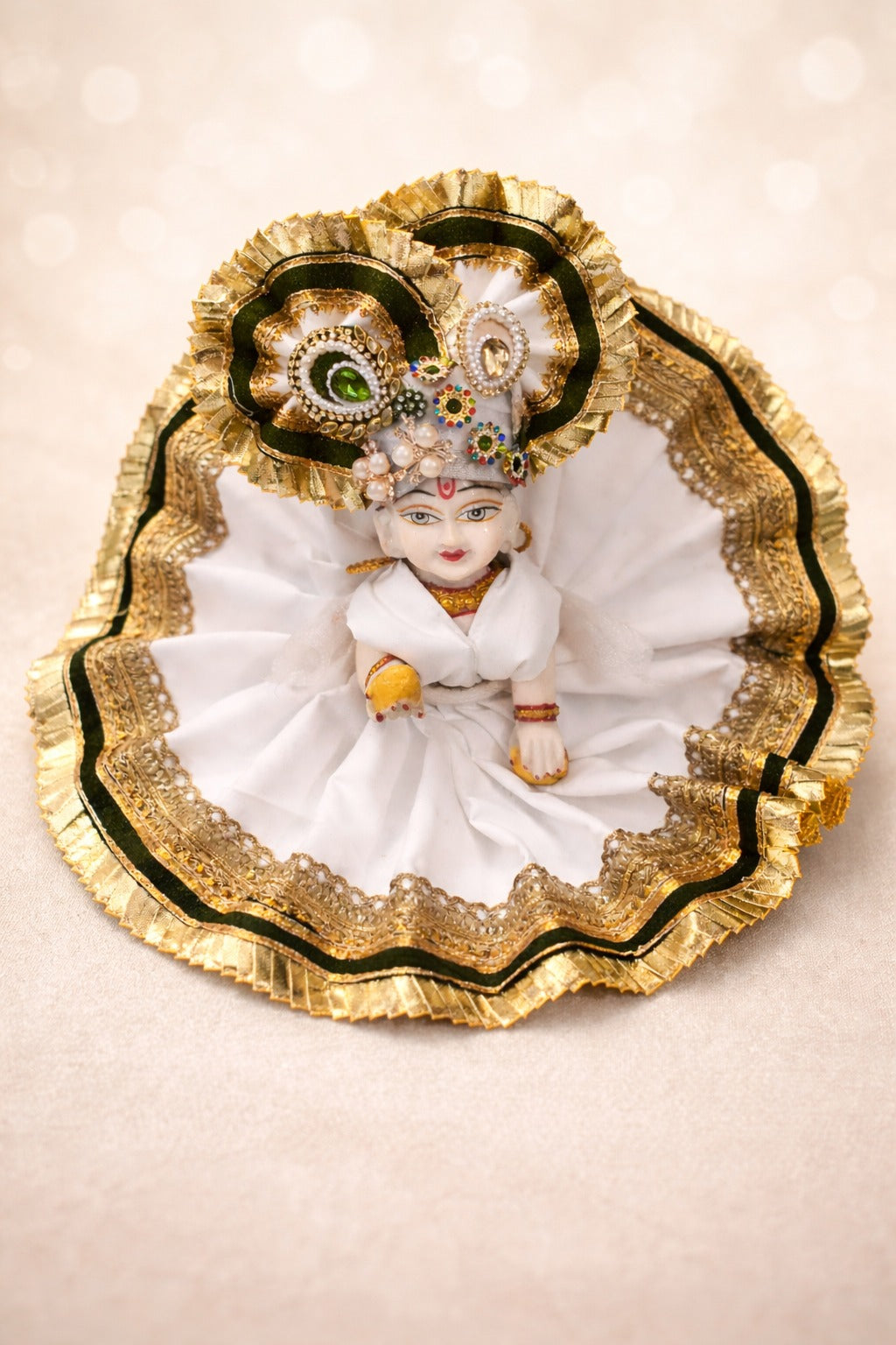 Green and white dress